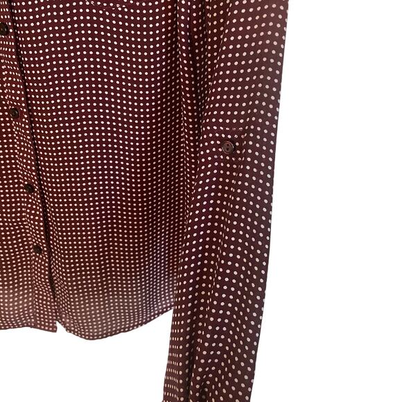 The Limited Ashton Maroon White Polka Dot Womens Long Sleeve Top Button Down XS - Picture 4 of 8
